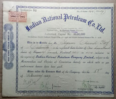 INDIA 1949 INDIAN NATIONAL PETROLEUM CO. LTD.,.....SHARE CERTIFICATE - Oil