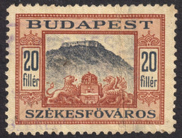 1927 Hungary BUDAPEST City Local Revenue Tax Stamp 20f Gellért Hill Citadel Citadella Fortress KuK Military - Fiscales