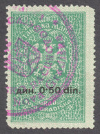 1930 Nova Gradiška CROATIA Yugoslavia - Local City Revenue / Judaical Tax Stamp COAT OF ARMS 0.5 DIN Overprint - Servizio