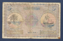 Maldives 5 Rufiyaa 1947 P4a First Issue Fine - Malaysia