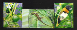 Polynésie 2013 N° 1019 / 21 ** Fleurs, Citron, Lézard, Capucin, Citronnier, Ornithologie, Tympan, Ecailles, Mue, Agrume - Neufs