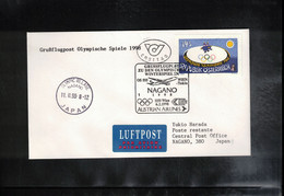 Austria 1998 Olympic Games Nagano - AUA Greetings Flight Wien - Tokyo - Nagano Interesting Letter - Hiver 1998: Nagano