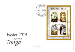 Tonga 2014, Easter, Painting By Tiziano, BF In FDC - Cuadros