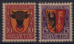 MiNr. 143 - 144 Schweiz1918, 1. Dez. „Pro Juventute“: Wappen (I) - Postfrisch/**/MNH - Unused Stamps