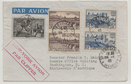 PANAM 1940 France USA Washington Cachet NEW YORK AVION PAR CLIPPER Pour Sénateur From US EMBASSY PARIS - Vliegtuigen