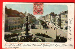 ZUJ-03 La Chaux-de-Fonds Rue Léopold-Robert, Fontaire, Circ. 1902 Vers Cannes, Dos Simple Photo Schönbuhler 180 - Autres & Non Classés