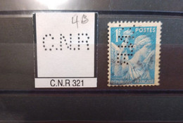 FRANCE  TIMBRE CNR 321 INDICE 3 C.N.R 221 SUR IRIS BLEU PERFORE PERFORES PERFIN PERFINS PERFO PERFORATION PERFORIERT - Usati
