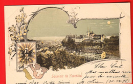 ZUJ-21 Litho Souvenir De Neuchâtel Dos Simple  Circ. 1898 Sous Enveloppe  Phototypie 319 - Neuchâtel