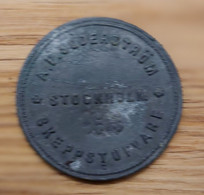 Sweden -  Stockholm - Old Token From Söderström Skeppsstuvare - Not Listed In Stockholmspolletter! About 1880-90 - Gewerbliche