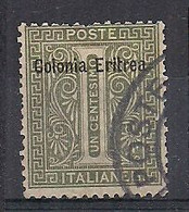 COLONIE ITALIANE ERITREA 1893 SOPRASTAMPATO SASS. 1 USATO VF - Eritrée