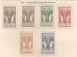 COLONIE ITALIANE ERITREA 1926  PRO ISTITUTO COLONIALE ITALIANO SASS. 107-112 MNH XF - Eritrea