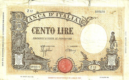 ITALY 100 LIRE GREEN WOMAN FRONT & WOMAN MOTIF BACK DATED 07-12-1942 P.59a F+  READ DESCRIPTION !! - 100 Liras