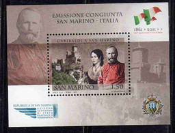 REPUBBLICA DI SAN MARINO 2011 CONFERIMENTO CITTADINANZA ONORARIA GIUSEPPE GARIBALDI BLOCCO FOGLIETTO BLOCK SHEET MNH - Blocchi & Foglietti