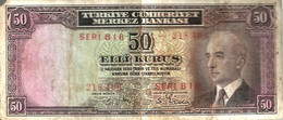 TURKEY 50 KURUS PURPLE MAN FRONT & BUILDING BACK DATED  11-06-1930 P133 F+  NOT ISSUED !!READ DESCRIPTION CAREFULLY !!! - Turquie