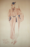 2 Dessins De Mode Exclusif - Recto Verso - (prix Très Bas, Cause Retraite)  ( Format   24 Cm X 36 Cm )  -  Réf, B 15 - 1900-1940