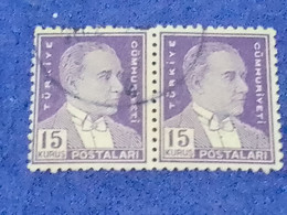 TÜRKİYE- 1930- 54-     15K      ATATÜRK  DAMGALI - Used Stamps