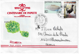 Polynésie : Enveloppe  Centenaire De Papeete,Vignette, Cachet Centre Tri Avion FAAA, 2 Scans - Briefe U. Dokumente