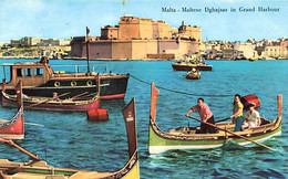 Malte Malta Valletta La Valette Dghajsas In Grand Harbour - Malte