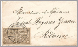 LUXEMBOURG - 1918 Visiting Card Cover - 2c Arms Pair - Luxembourg To Rodange - Joseph Heymes-Zenner Family - 1907-24 Coat Of Arms