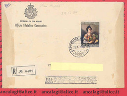 SAN MARINO 1960 - St.Post.026 - Busta FDC Raccomandata "CARAVAGGIO" - Vedi Descrizione - - Briefe U. Dokumente