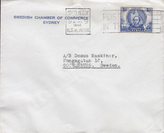 Australia THE SWEDISH CHAMBER OF COMMERCE, SYDNEY N.S.W. 1946 Cover Brief GOTHENBURG Sweden Exploration Of Queensland - Lettres & Documents