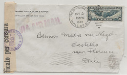 PANAM PAA WW2 1940 USA > ITALY Via Air Mail Par Avion Clipper VERIFICATO PER CENSURA FI Censor Office = FIRENZE Florence - Vliegtuigen