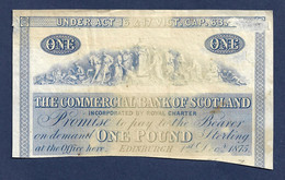 Scotland Commercial Bank 1 Pound 1875 Rare Proof High Grade - 1 Pond