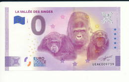 Billet Touristique  0 Euro  - LA VALLÉE DES SINGES  - UEAK - 2020-1 - ANNIV - N° 9739 - Billet Epuisé - Autres & Non Classés