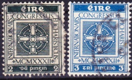 23-015 Ireland 1932 Complete Set Eucharistic Congress Dublin Mi 57-58 Used O - Oblitérés
