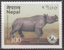 Nepal 2017 Prehistoric Fauna Extinct Animals  Rhinoceros Mammals Stamp MNH - Népal