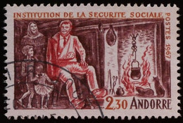 ANDORRE FR 1967 N°183 Oblitéré -  Institution Sécurité Sociale - USED - COT. 8€ - Usados