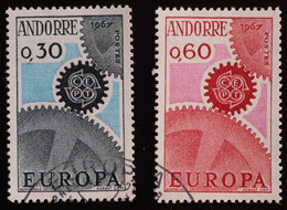 ANDORRE FR 1967 N°179/180 Oblitérés - Europa Roues Dentées - COT 10 € - USED - Usados