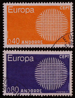 ANDORRE FR 1970 N°202-203 Oblitérés - Europa / Soleil - COT 15 € - USED - Usados