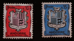 ANDORRE FR 1961 N°155-156 - Oblitérés - 0.10f-0.15f - Armoiries - USED - Usados