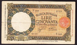 ITALIA - REGNO 50 LIRE (lupa Capitolina - Fascio)  1936  P-54a   VG - 50 Lire