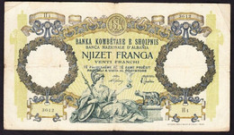 ALBANIA - 20 FRANGA  1939    P-7  VG - Albania