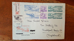 Lettre De Suede Vers L'allemagne Francfort , Lettre Recommande 8 Timbres - Covers & Documents