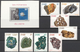 Zaire 1983, Minerals,8val+BF - Minéraux