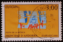 ANDORRE FR 1998 N°504 Oblitéré - 3F - EUROPA - MUSIQUE - USED - Usati