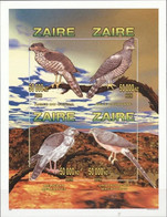 Zaire 1996 Birds Of Prey, 4val In BF IMPERFORATED - Unused Stamps