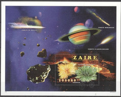 Zaire 1996, Space, Planets, Meteor, Comets, BF - Unused Stamps