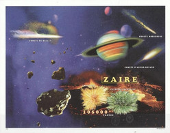 Zaire 1996, Space, Planets, Meteor, Comets, BF IMPERFORATED - Neufs