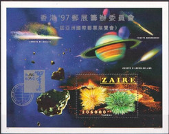 Zaire 1997, Philaexpo Hong Kong97, Overp. Space, Planets, Meteor, Comets, BF - Minéraux