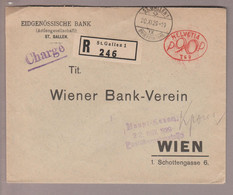 Schweiz Firmenfreistempel Oval #769 90Rp. 1929-11-20 St.Gallen R-Brief Nach Wien - Frankiermaschinen (FraMA)