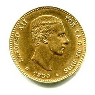 1880.ESPAÑA.MONEDA ORO.25 PTS.ALFONSO XII.MSM. (*18-80) 8,06 GR. EBC+ - Provincial Currencies