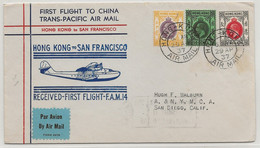 PANAM PAA 1937 First Flight FAM 14 To CHINA Trans-pacific Air Mail HONG-KONG To SAN FRANCISCO USA United States Postage - Avions
