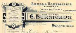 1921 ENTETE ARMES  De PRECISION CARABINES REVOLVERS ET COUTELLERIE C.Burnichon à Roanne Loire Pour Bompard Semur - 1900 – 1949