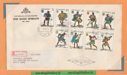 SAN MARINO 1973 - St.Post.042 - Busta FDC Raccomandata, "BALESTRIERI" Serie Di 9v. - Vedi Descrizione - - Storia Postale