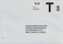 Lettre T, Eco 20gr, Connaissance Des Arts - Cartas/Sobre De Respuesta T