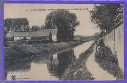 Carte Postale 59. Vieux Condé  Chemin Des Pré Sur Le Canal Du Jard Très Beau Plan - Vieux Conde